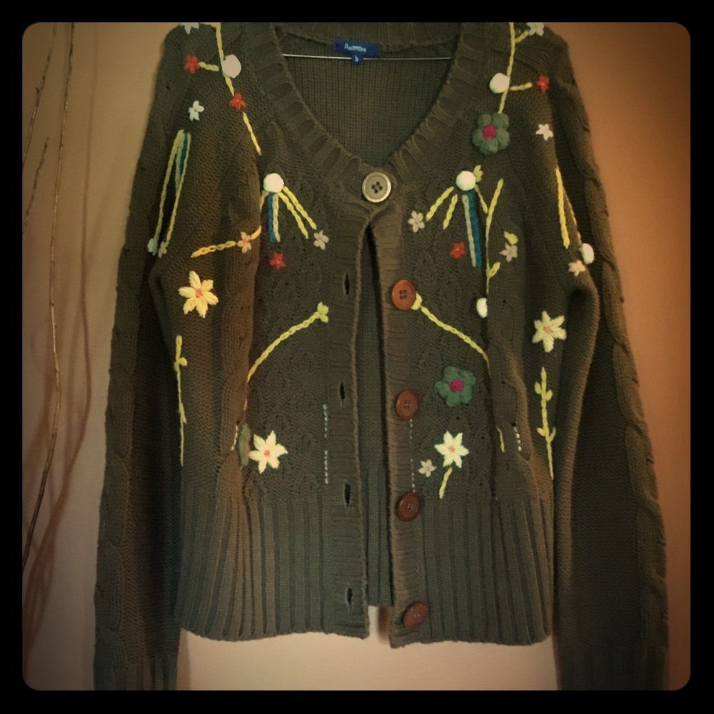 Button-Up Sweater Brown Ladies Lg